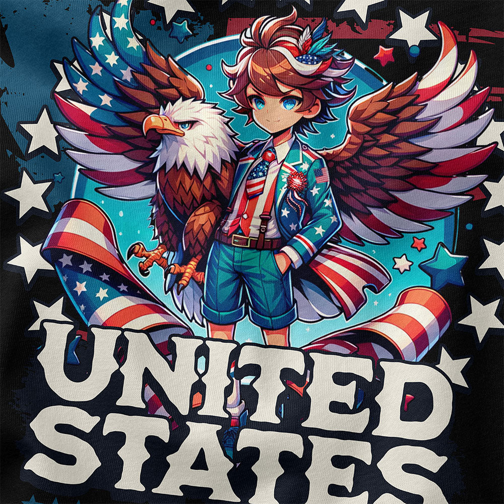 July 4th Eagle And Boy T-Shirt | Yūjin Japanese Anime Streetwear Clothing
