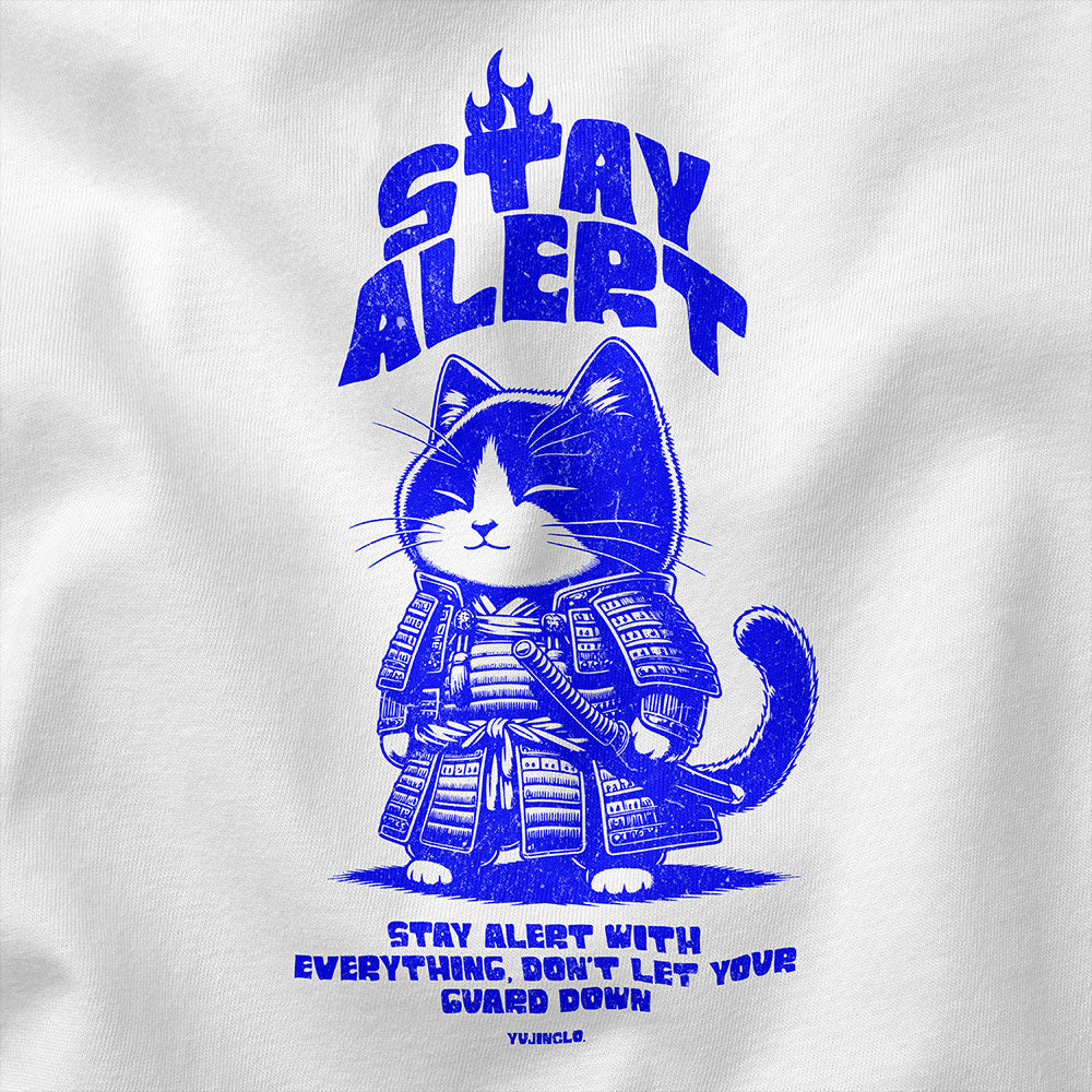 Stay Alert Cat T-Shirt | Yūjin Japanese Anime Streetwear Clothing