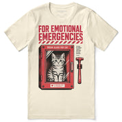 For Emotional Emergencies Cat T-Shirt — natural flat lay