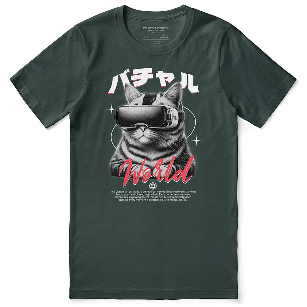 Virtual World Cat T-Shirt | Yūjin Japanese Anime Streetwear Clothing