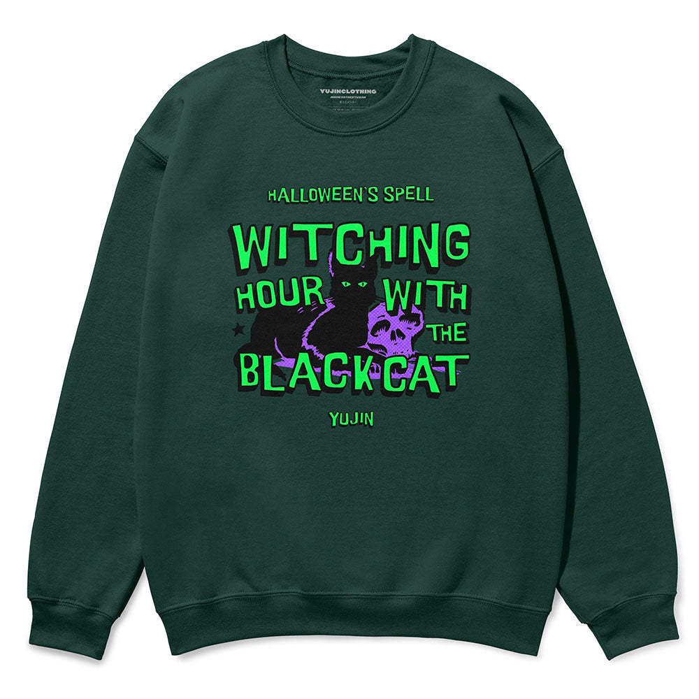 Black Cat Spell Sweatshirt  | Yūjin Japanese Anime Streetwear Clothing