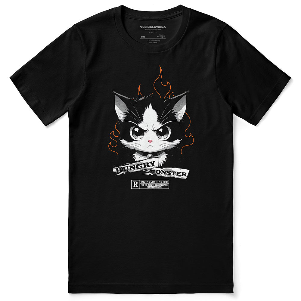 Hungry Cat T-Shirt | Yūjin Japanese Anime Streetwear Clothing