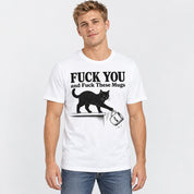 Fuck These Mugs Cat T-Shirt — male lifestyle