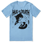 Hug of Death Cat T-Shirt — ocean blue flat lay