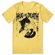 Hug of Death Cat T-Shirt — yellow flat lay