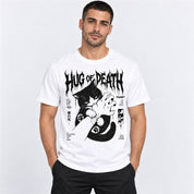 Hug of Death Cat T-Shirt — male model wearing white graphic T-shirt