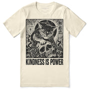 Kindness Is Power Cat T-Shirt in Natural - front flat lay