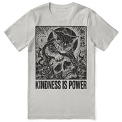 Kindness Is Power Cat T-Shirt in Silver - front flat lay