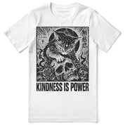 Kindness Is Power Cat T-Shirt in White - front flat lay