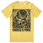 Kindness Is Power Cat T-Shirt in Yellow - front flat lay