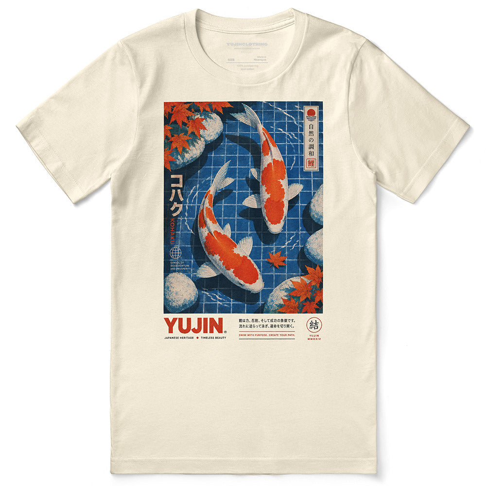 Kohaku Koi Fish T-Shirt in Natural - front flat lay