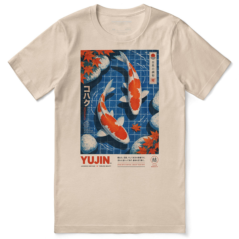 Kohaku Koi Fish T-Shirt in Soft Cream - front flat lay
