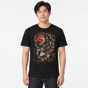 Koi Zen Fish T-Shirt — male studio model, Black