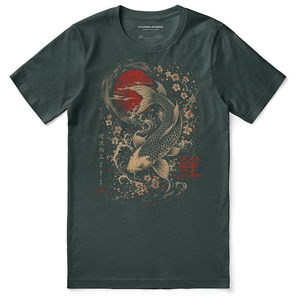 Koi Zen Fish T-Shirt — forest flat