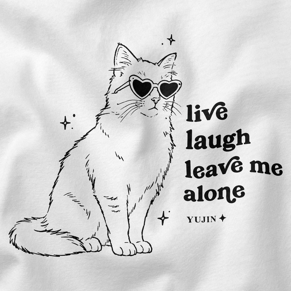 Leave Me Alone Cat T-Shirt — white closeup