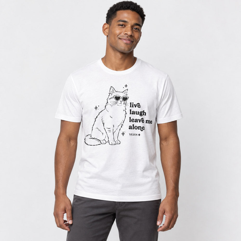 Leave Me Alone Cat T-Shirt — male lifestyle