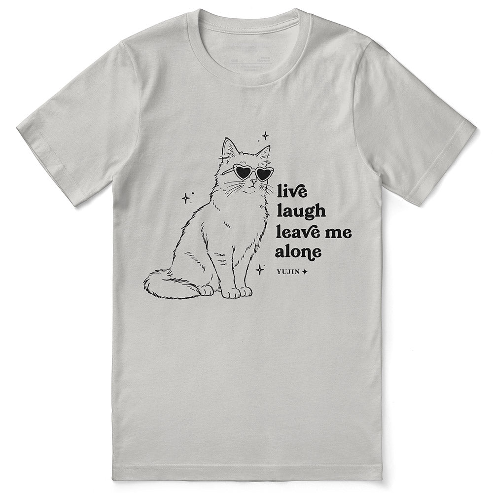 Leave Me Alone Cat T-Shirt — silver flat lay