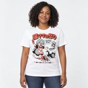 Manga Mayhem Cat T-Shirt — White female lifestyle