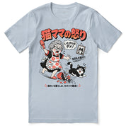 Manga Mayhem Cat T-Shirt — Light Blue front flat lay