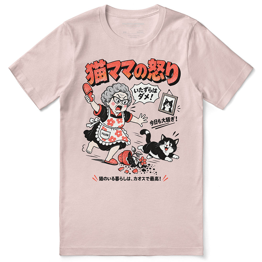 Manga Mayhem Cat T-Shirt — Soft Pink front flat lay