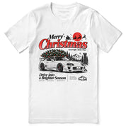 Merry Christmas Retro Car T-Shirt — White flat lay