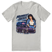 Midnight Drive Car T-Shirt in Silver - front flat lay