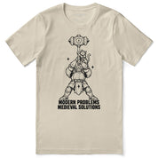 Modern Problems Medieval Solutions Cat T-Shirt in soft cream - front flat lay