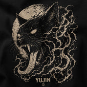 Moonfire Cat T-Shirt — black closeup