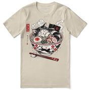 Nap First Noodles Later Cat T-Shirt — Soft Cream flat lay
