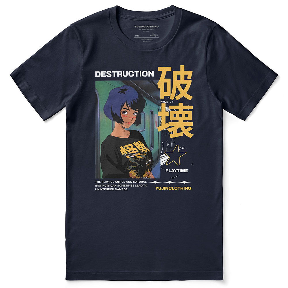 Cat Destroyer And Girl T-Shirt | Yūjin Japanese Anime Streetwear Clothing
