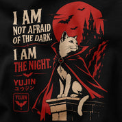 Night Sovereign Cat T-Shirt — black closeup
