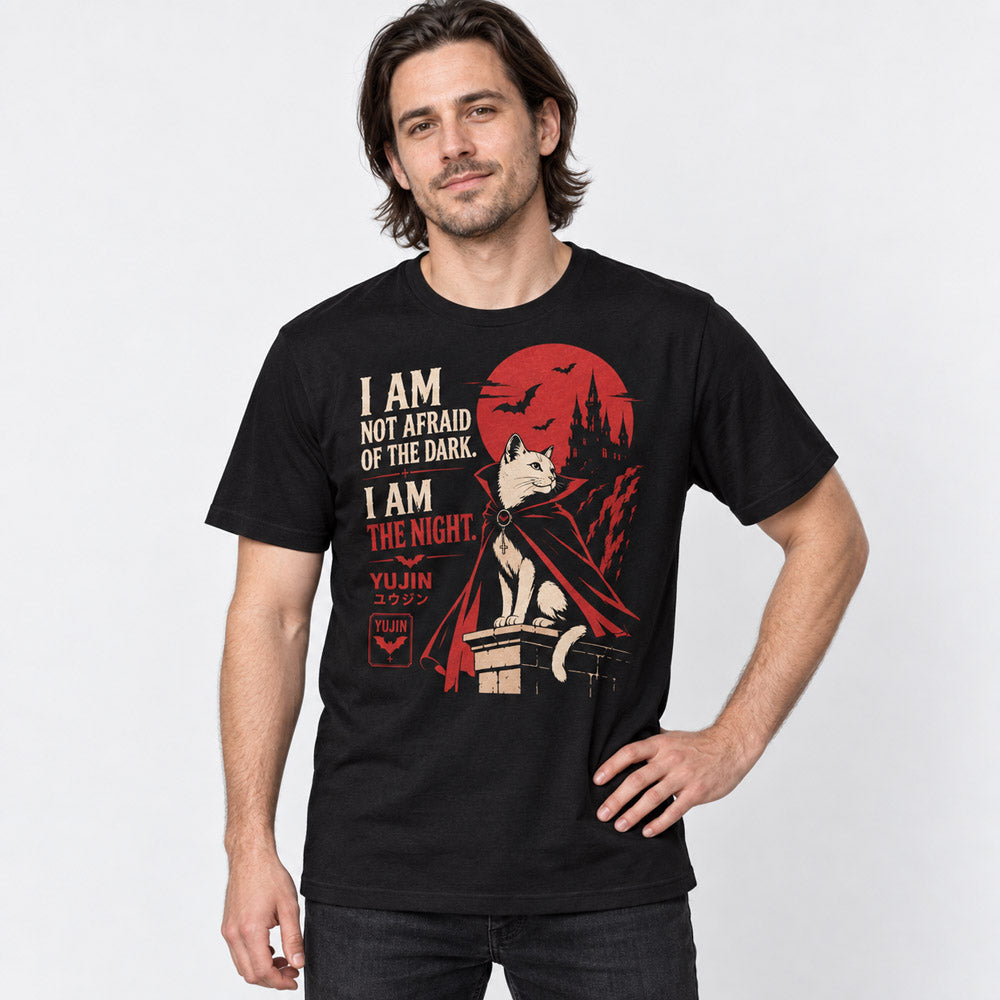 Night Sovereign Cat T-Shirt — male lifestyle