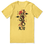 Nine Lives Ronin Cat T-Shirt in Yellow - front flat lay