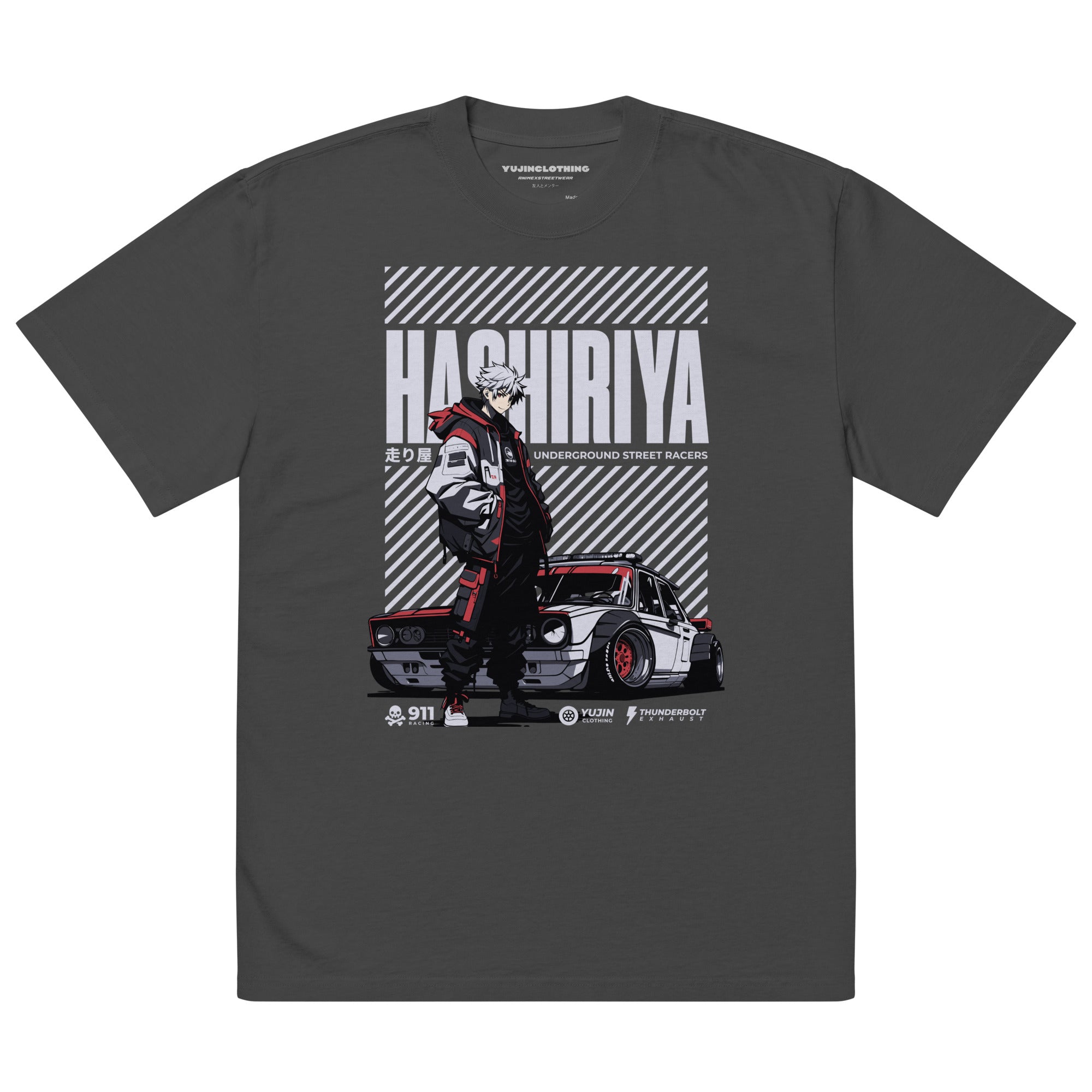 Hashiriya Oversized Faded Car T-Shirt | Yūjin Japanese Anime Streetwear Clothing