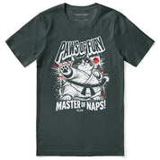 Paws of Fury Cat T-Shirt — Forest flat lay