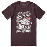 Paws of Fury Cat T-Shirt — Maroon flat lay