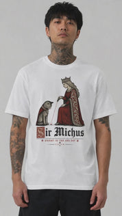 Sir Michus Cat T-Shirt fit and movement on male model