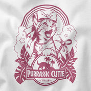 Purrassic Cutie Cat T-Shirt — white closeup