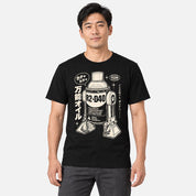 Male model wearing R2-D40 Retro T-Shirt in Black