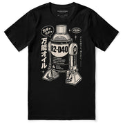 R2-D40 Retro T-Shirt in Black - front flat lay