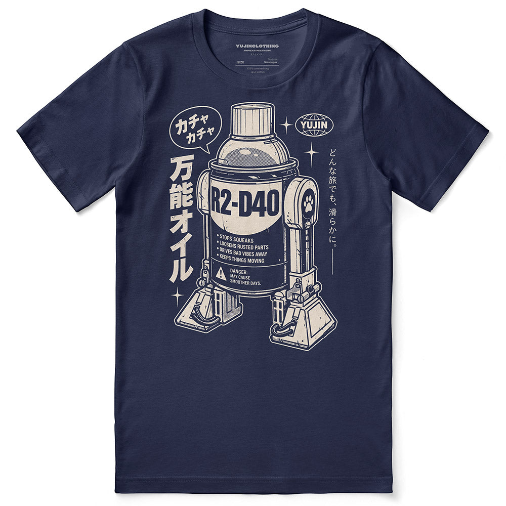 R2-D40 Retro T-Shirt in Navy - front flat lay