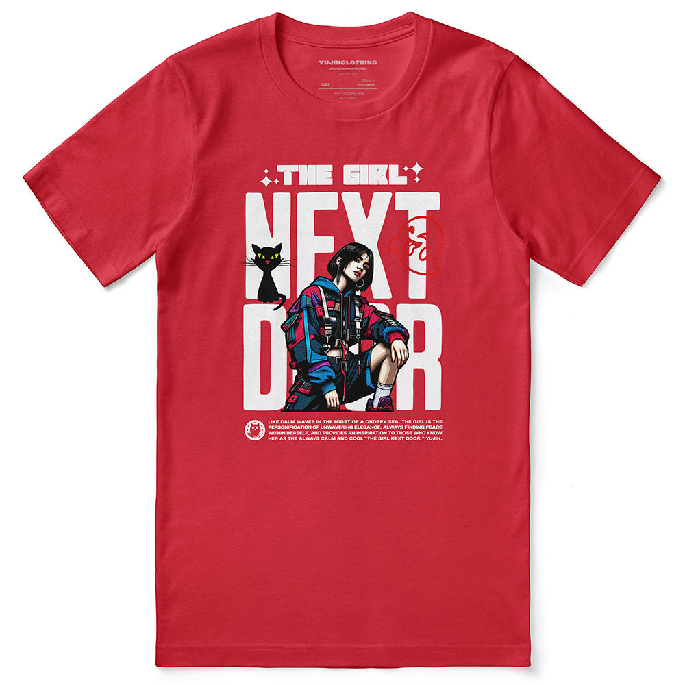 The Girl Next Door Cat T-Shirt | Yūjin Japanese Anime Streetwear Clothing