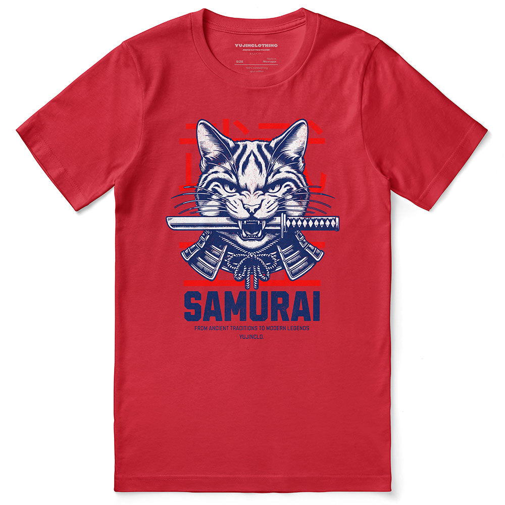 Samurai Cat T-Shirt | Yūjin Japanese Anime Streetwear Clothing