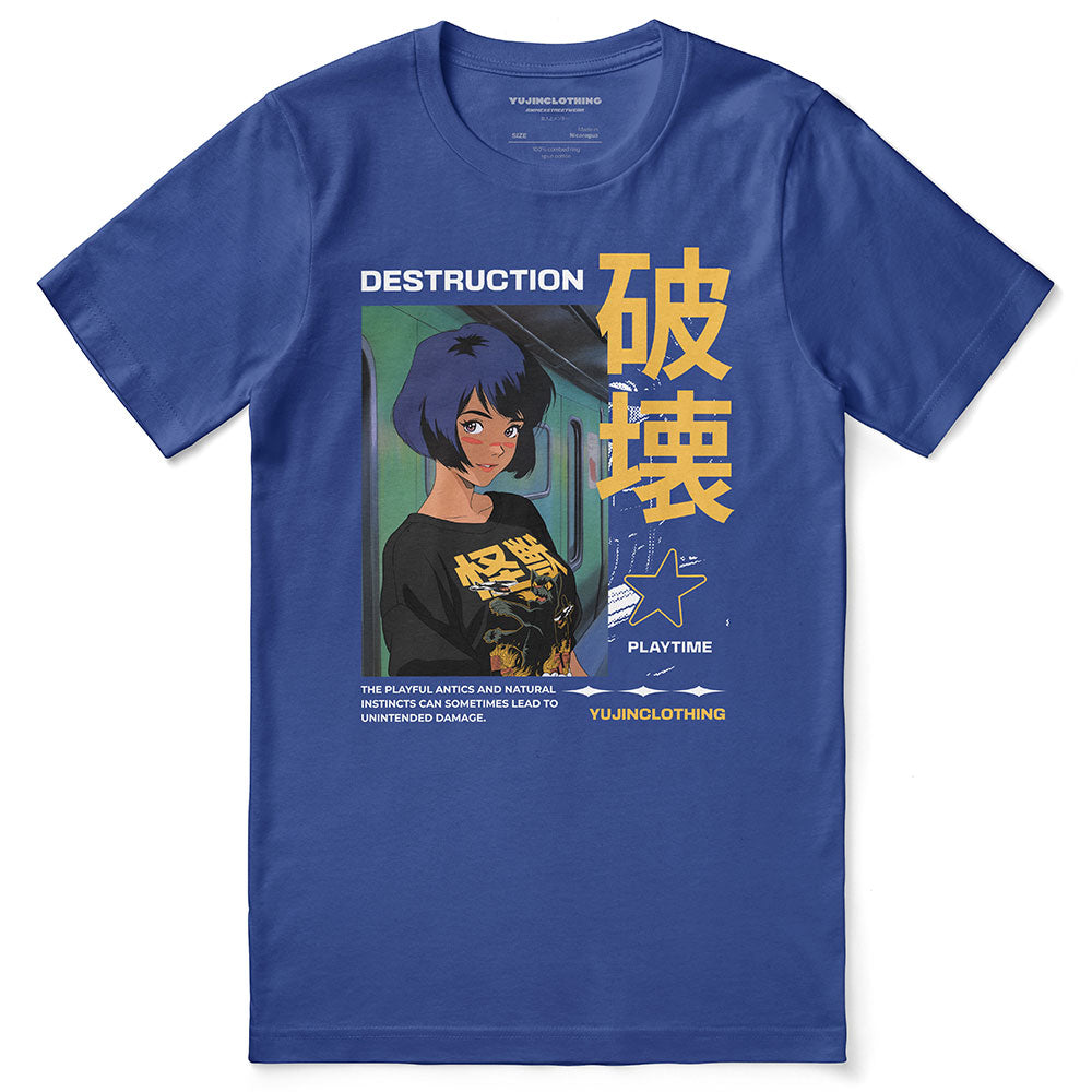 Cat Destroyer And Girl T-Shirt | Yūjin Japanese Anime Streetwear Clothing