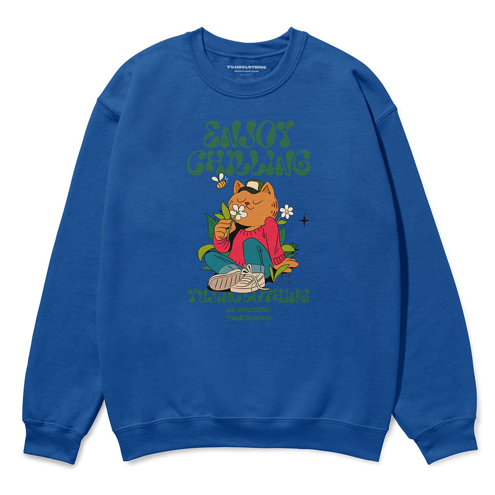 Enjoy Chilling Cat Sweatshirt | Yūjin Japanese Anime Streetwear Clothing