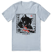 Sharing Is Not on the Menu Cat T-Shirt in light blue - front flat lay