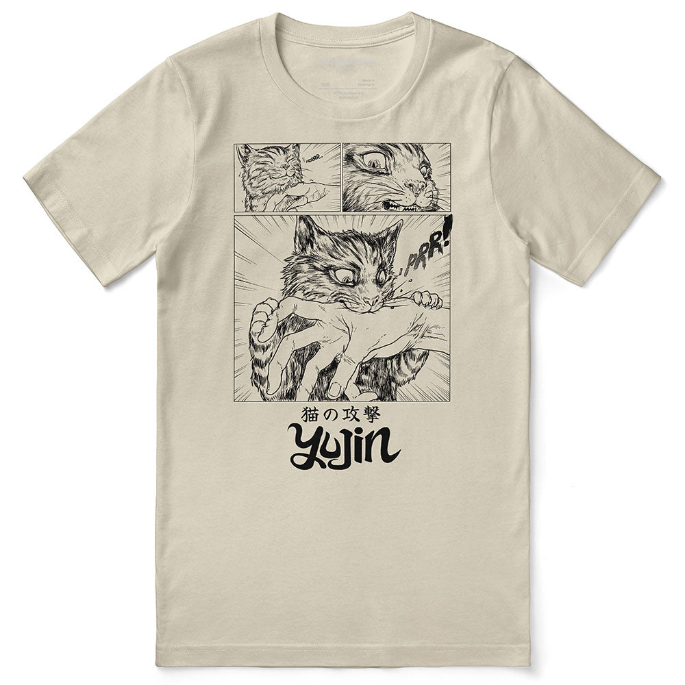 Sudden Attack Cat T-Shirt | Yūjin Japanese Anime Streetwear Clothing