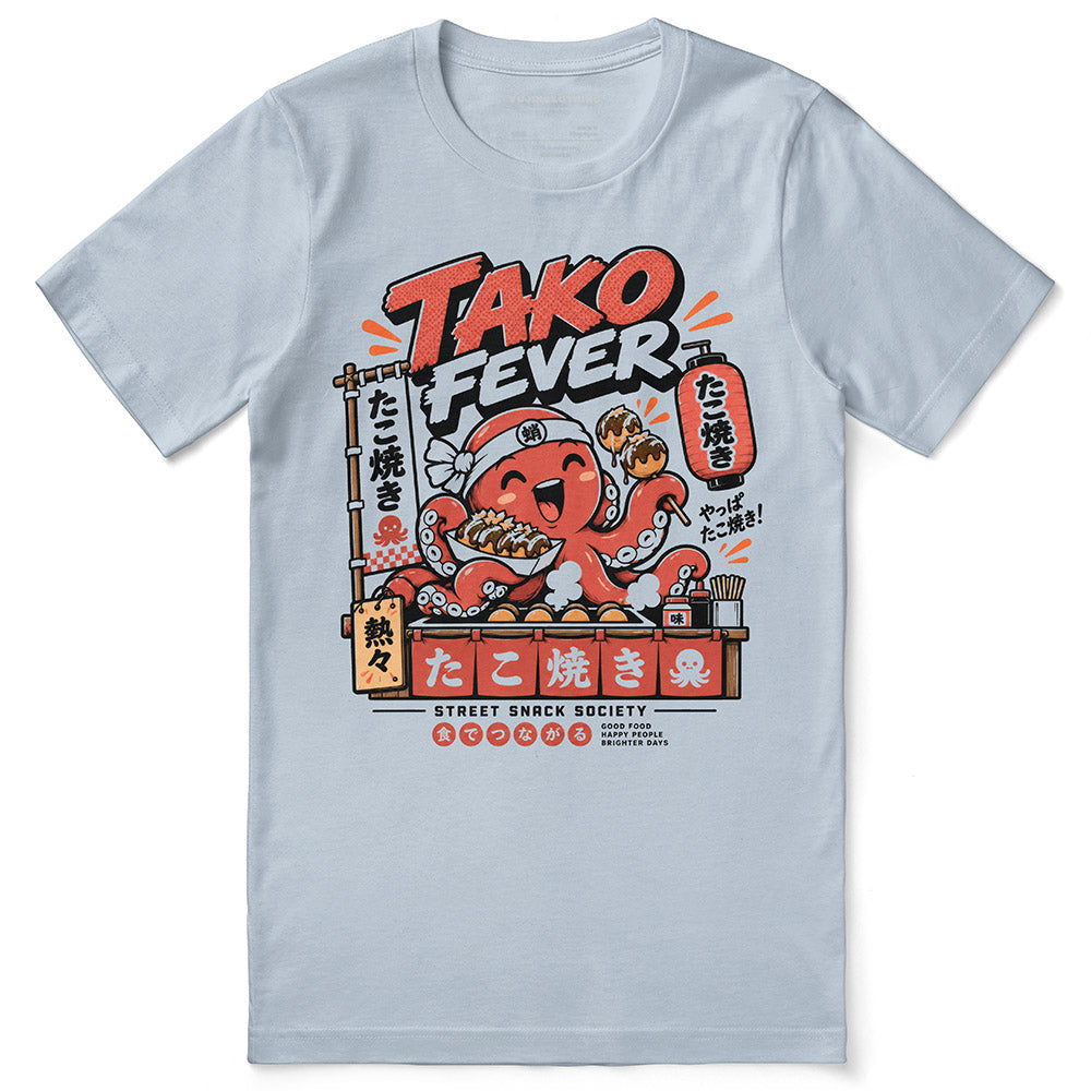 Takoyaki Fever Food T-Shirt — Light Blue front flat lay