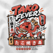Close-up of Takoyaki Fever Food T-Shirt artwork on White