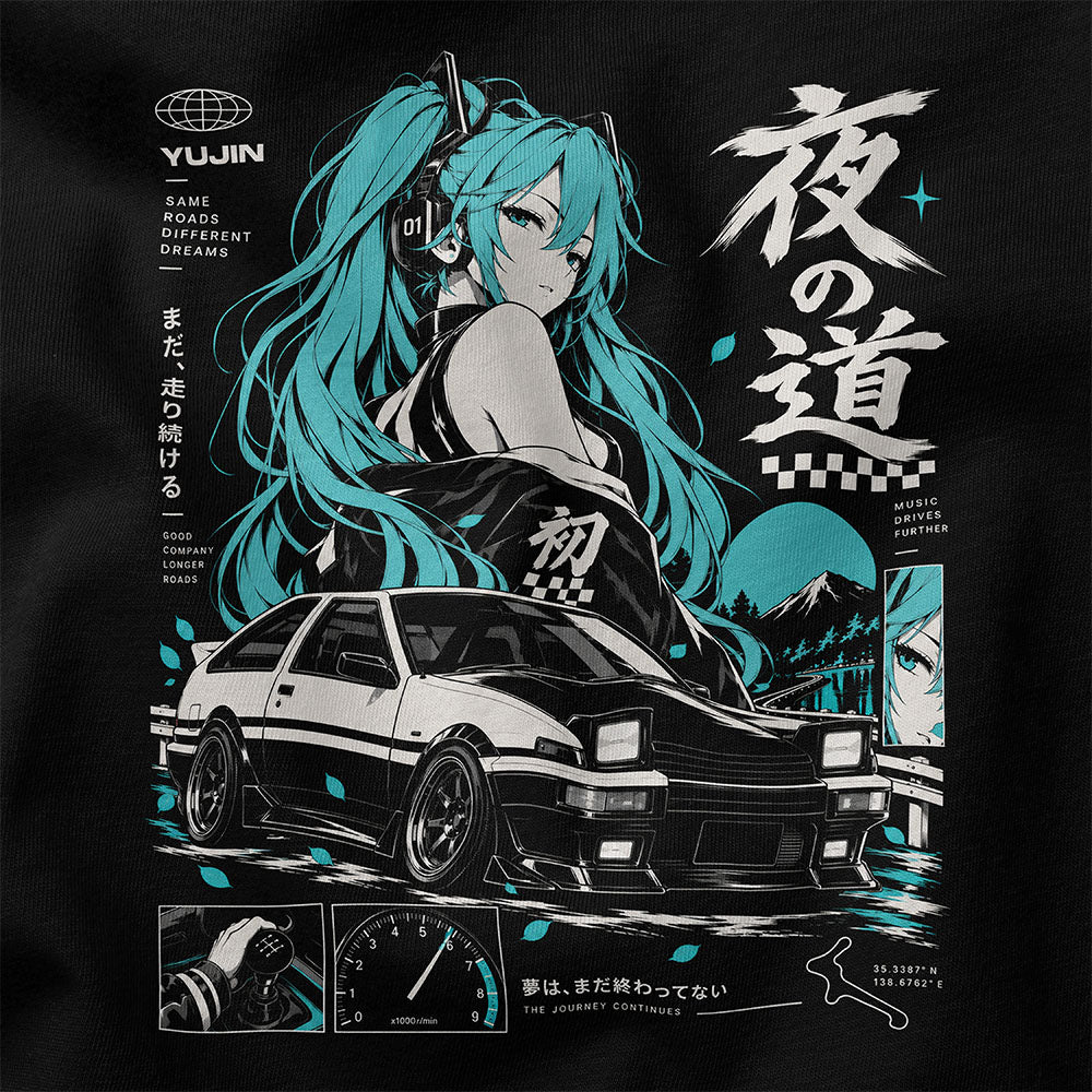 Teal Driver Car T-Shirt — Black PSD closeup